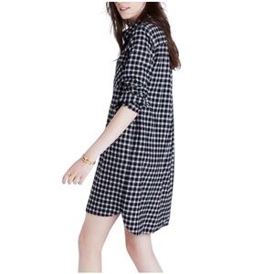 Madewell Daywalk Shirt Dress Hilldale Plaid Black White Long Sleeve Flannel Soft